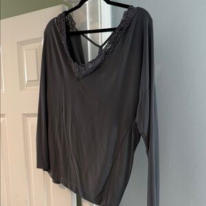 Daytrip Charcoal Lace-Accent Blouse